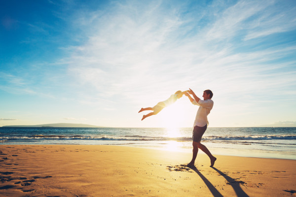 Playing on beach